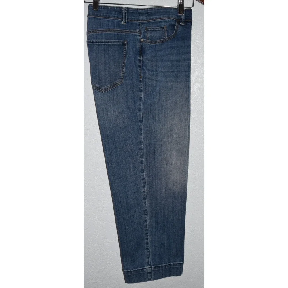 Chicos Platinum Jeans Crop 2/12 Blue Mid Rise Straight Stretch Cotton 5-Pocket - Picture 15 of 16
